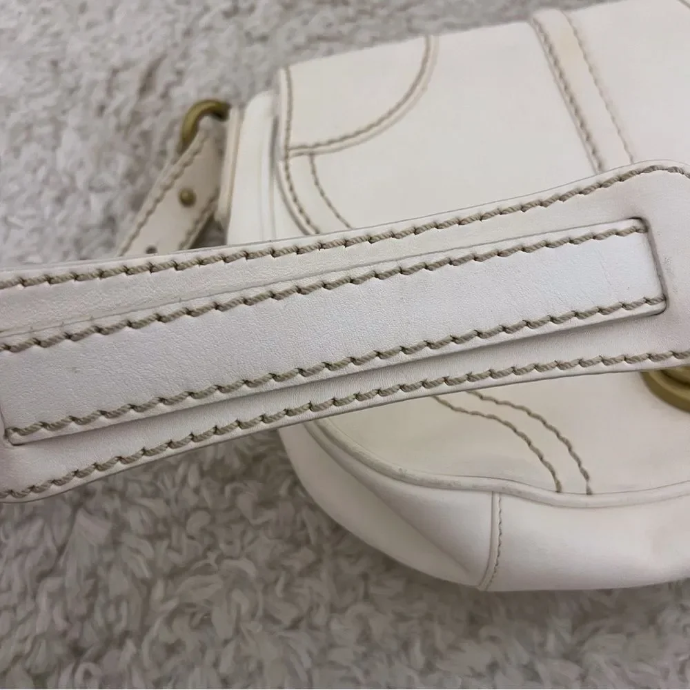 Francesco Biasia Shoulder Handbag Purse Cream Leather